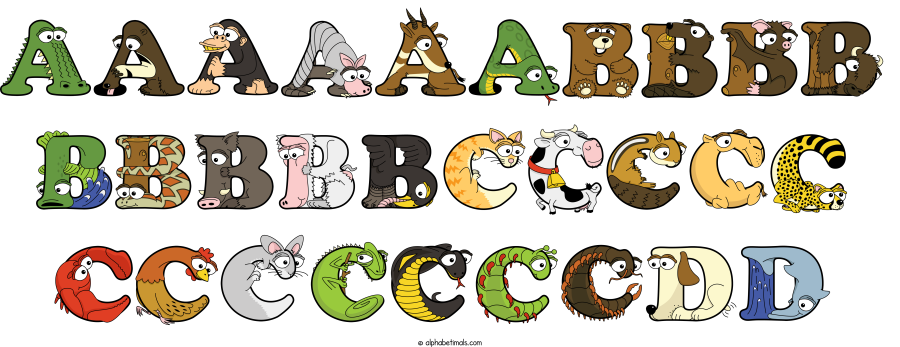 Aaaaaabbbb Bbbbbccccc Cccccccdd animal word art spelling Aaaaaabbbb Bbbbbccccc Cccccccdd with Alphabetimals - cartoon alphabet animals