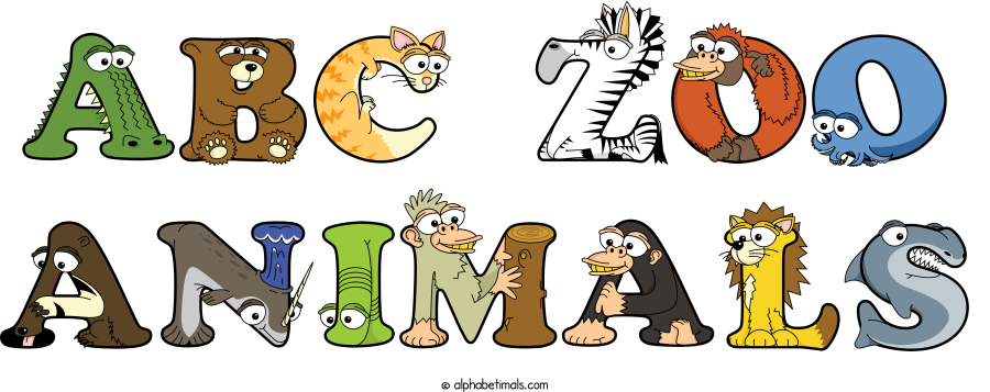 Abc Zoo Animals animal word art spelling Abc Zoo Animals with Alphabetimals - cartoon alphabet animals