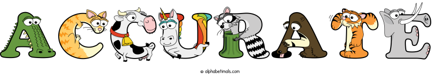 Accurate animal word art spelling Accurate with Alphabetimals - cartoon alphabet animals