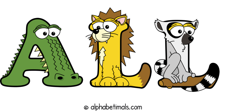 All animal word art spelling All with Alphabetimals - cartoon alphabet animals