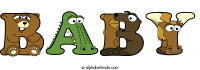 baby animal word art