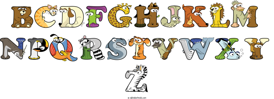 Bcdfghjklm Npqrstvwxy Z animal word art spelling Bcdfghjklm Npqrstvwxy Z with Alphabetimals - cartoon alphabet animals