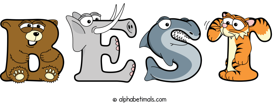 Best animal word art spelling Best with Alphabetimals - cartoon alphabet animals