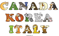 canada-korea-italy animal word art
