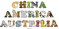 china-america-austrilia animal word art