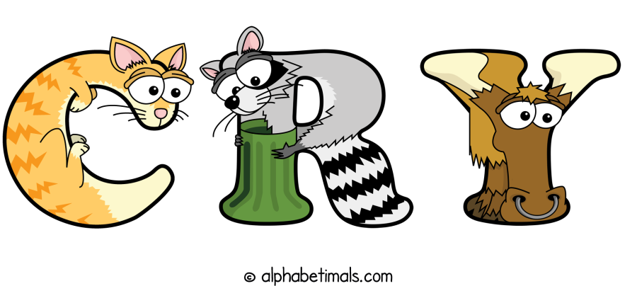 Cry animal word art spelling Cry with Alphabetimals - cartoon alphabet animals