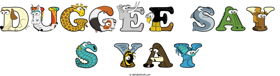 Duggee Say S Yay animal word art spelling Duggee Say S Yay with Alphabetimals - cartoon alphabet animals