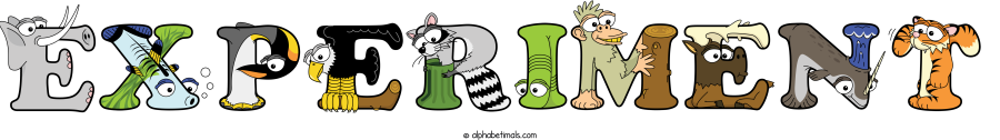 Experiment animal word art spelling Experiment with Alphabetimals - cartoon alphabet animals