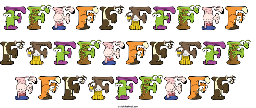 Ffffffffff Ffffffffff Fffffffff animal word art spelling Ffffffffff Ffffffffff Fffffffff with Alphabetimals - cartoon alphabet animals