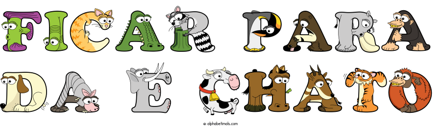 Ficar Para Da E Chato animal word art spelling Ficar Para Da E Chato with Alphabetimals - cartoon alphabet animals