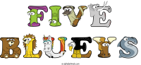 five-blueys animal word art