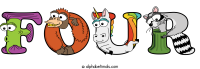 four animal word art