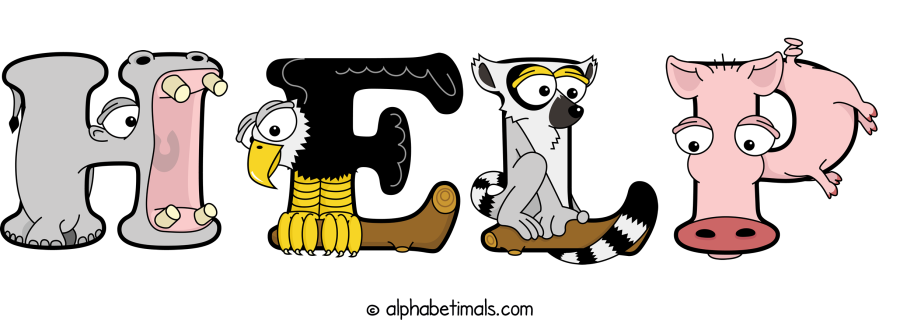 Help animal word art spelling Help with Alphabetimals - cartoon alphabet animals