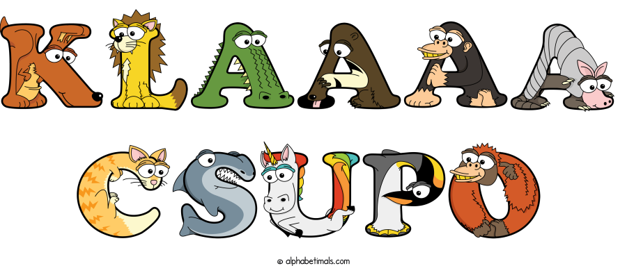 Klaaaa Csupo animal word art spelling Klaaaa Csupo with Alphabetimals - cartoon alphabet animals