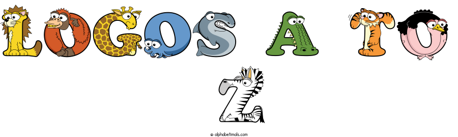 Logos A To  Z animal word art spelling Logos A To  Z with Alphabetimals - cartoon alphabet animals
