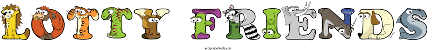 Lotty Friends animal word art spelling Lotty Friends with Alphabetimals - cartoon alphabet animals