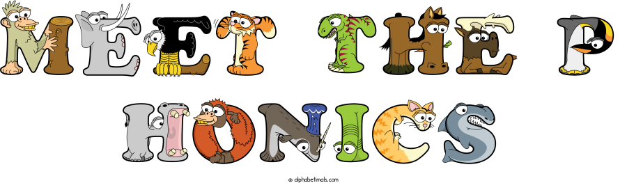 Meet The P Honics animal word art spelling Meet The P Honics with Alphabetimals - cartoon alphabet animals