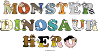 monster-dinosaur-hero animal word art