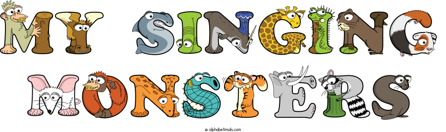 My Singing Monsters animal word art spelling My Singing Monsters with Alphabetimals - cartoon alphabet animals