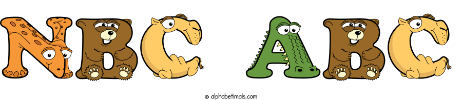 Nbc Abcc animal word art spelling Nbc Abcc with Alphabetimals - cartoon alphabet animals