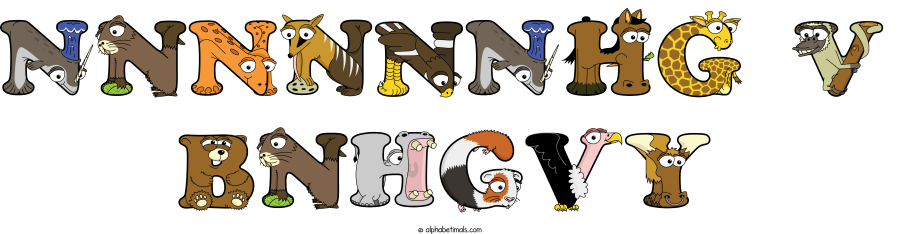 Nnnnnnhg V Bnhgvy animal word art spelling Nnnnnnhg V Bnhgvy with Alphabetimals - cartoon alphabet animals