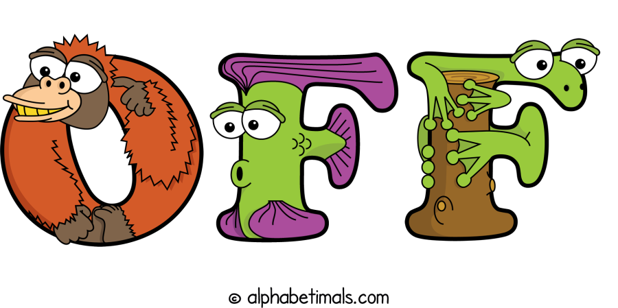Off animal word art spelling Off with Alphabetimals - cartoon alphabet animals