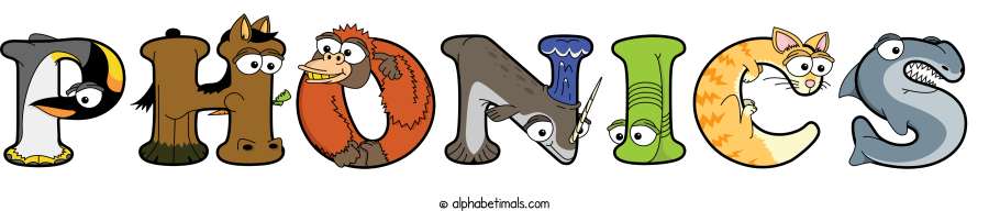 Phonics animal word art spelling Phonics with Alphabetimals - cartoon alphabet animals