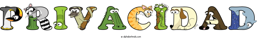 Privacidad animal word art spelling Privacidad with Alphabetimals - cartoon alphabet animals
