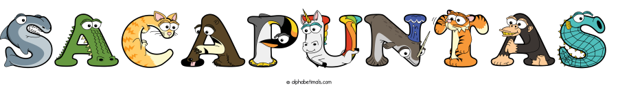 Sacapuntas animal word art spelling Sacapuntas with Alphabetimals - cartoon alphabet animals