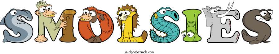 Smolsies animal word art spelling Smolsies with Alphabetimals - cartoon alphabet animals