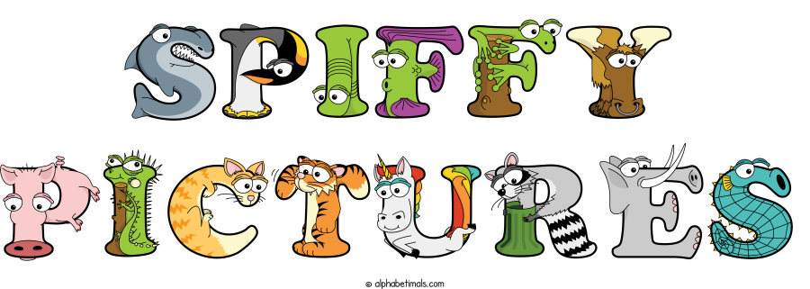 Spiffy Pictures animal word art spelling Spiffy Pictures with Alphabetimals - cartoon alphabet animals