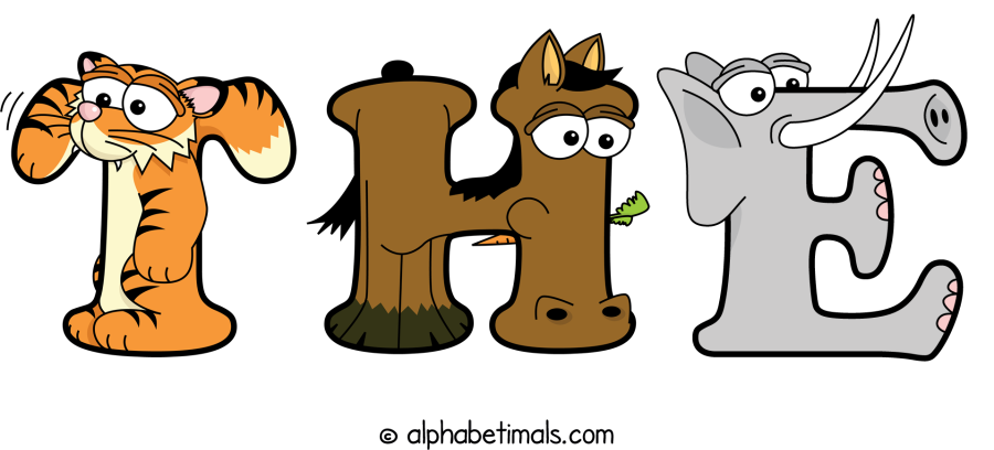 The animal word art spelling The with Alphabetimals - cartoon alphabet animals