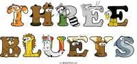 three-blueys animal word art