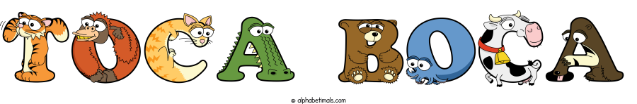 Toca Boca animal word art spelling Toca Boca with Alphabetimals - cartoon alphabet animals