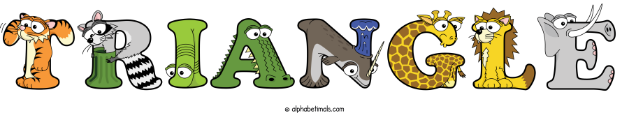 Triangle animal word art spelling Triangle with Alphabetimals - cartoon alphabet animals