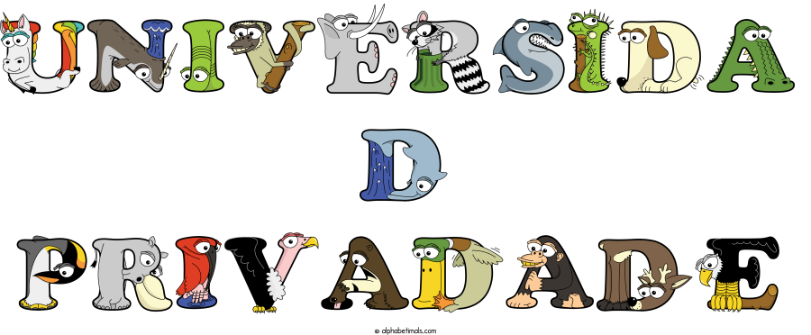 Universida D Privadade animal word art spelling Universida D Privadade with Alphabetimals - cartoon alphabet animals