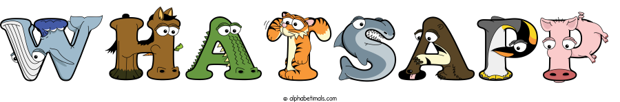 Whatsapp animal word art spelling Whatsapp with Alphabetimals - cartoon alphabet animals