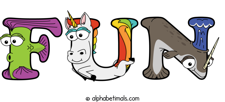 Fun animal word art spelling Fun with Alphabetimals - cartoon alphabet animals