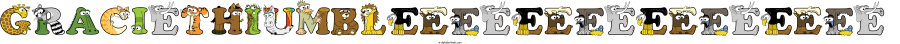 Graciethiumbleeeeeeeeeeeeeeee animal word art spelling Graciethiumbleeeeeeeeeeeeeeee with Alphabetimals - cartoon alphabet animals