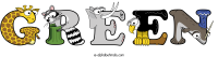green animal word art