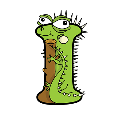 cartoon iguana | alphabetimals.com